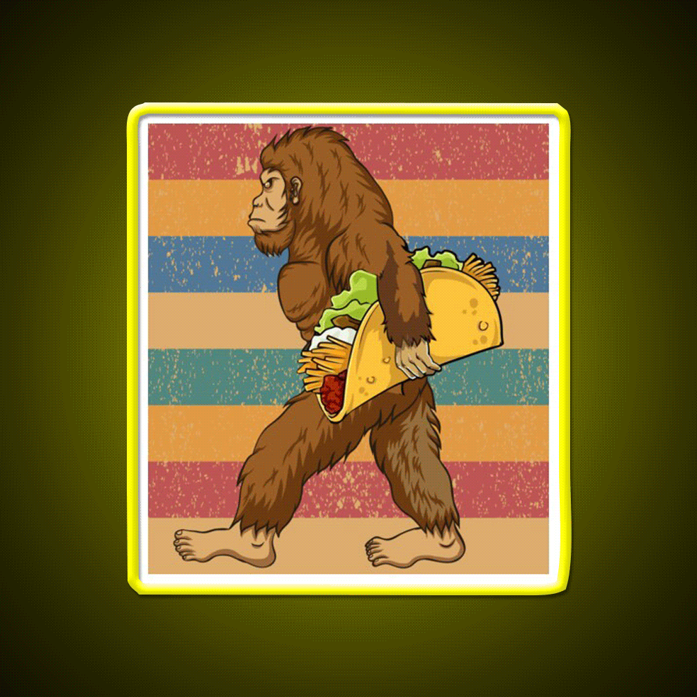 Taco Bigfoot Sasquatch Tacos Lover Taco Led Neon Sign Rgb Color - Custom LED neon sign front view