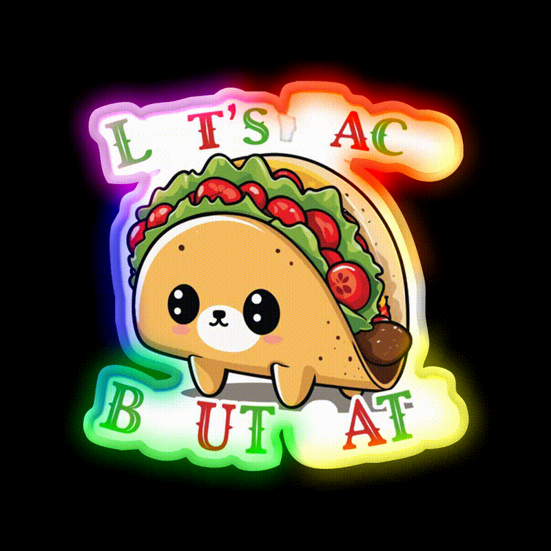 Taco Cat Saying Cinco De Mayo Fiesta Taco Led Neon Sign Rgb Color - LED neon sign close-up detail