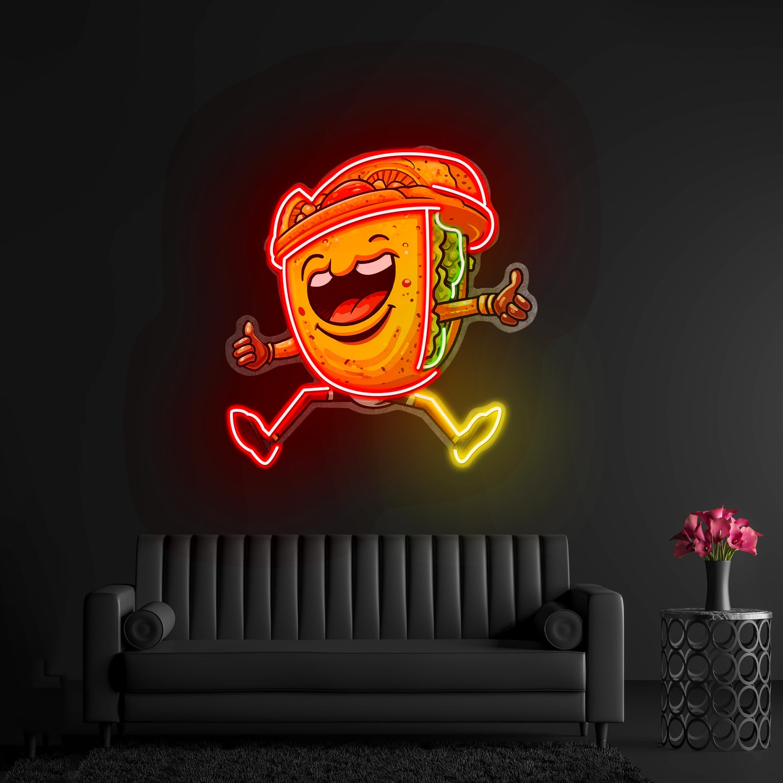 Taco Gentlemen Neon Acrylic Artwork