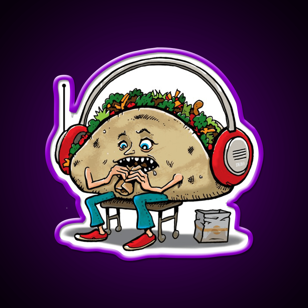 Taco Eating A Burrito Taco Led Neon Sign Mexican Food Sign Rgb Color - Shineneon