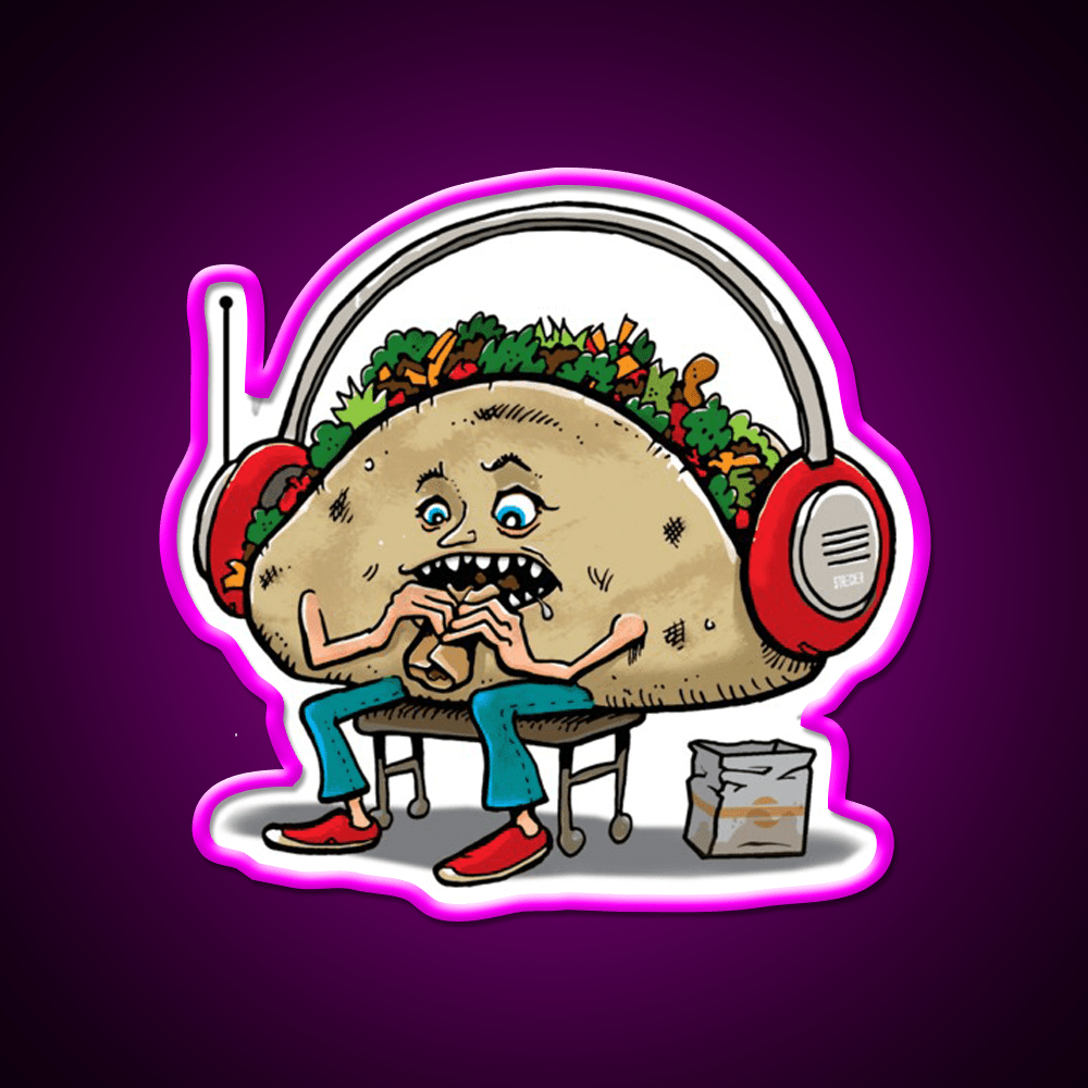 Taco Eating A Burrito Taco Led Neon Sign Mexican Food Sign Rgb Color - Shineneon