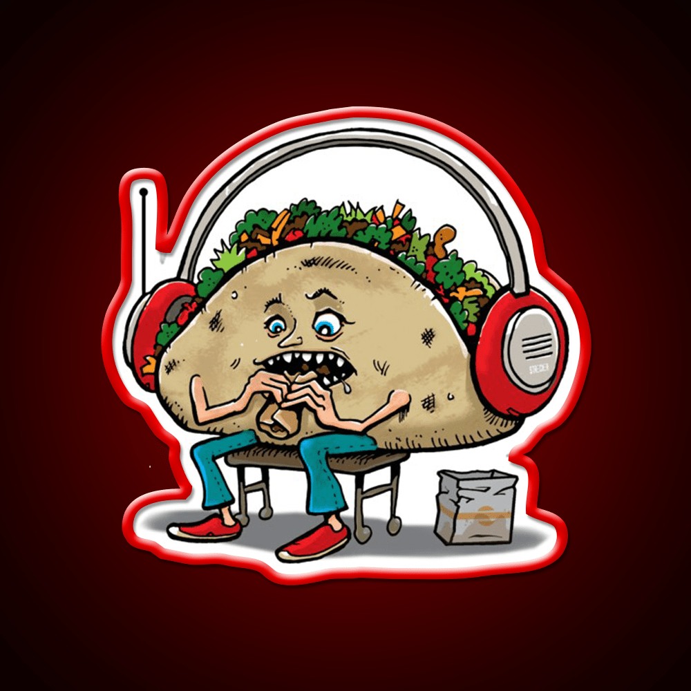 Taco Eating A Burrito Taco Led Neon Sign Mexican Food Sign Rgb Color - Shineneon