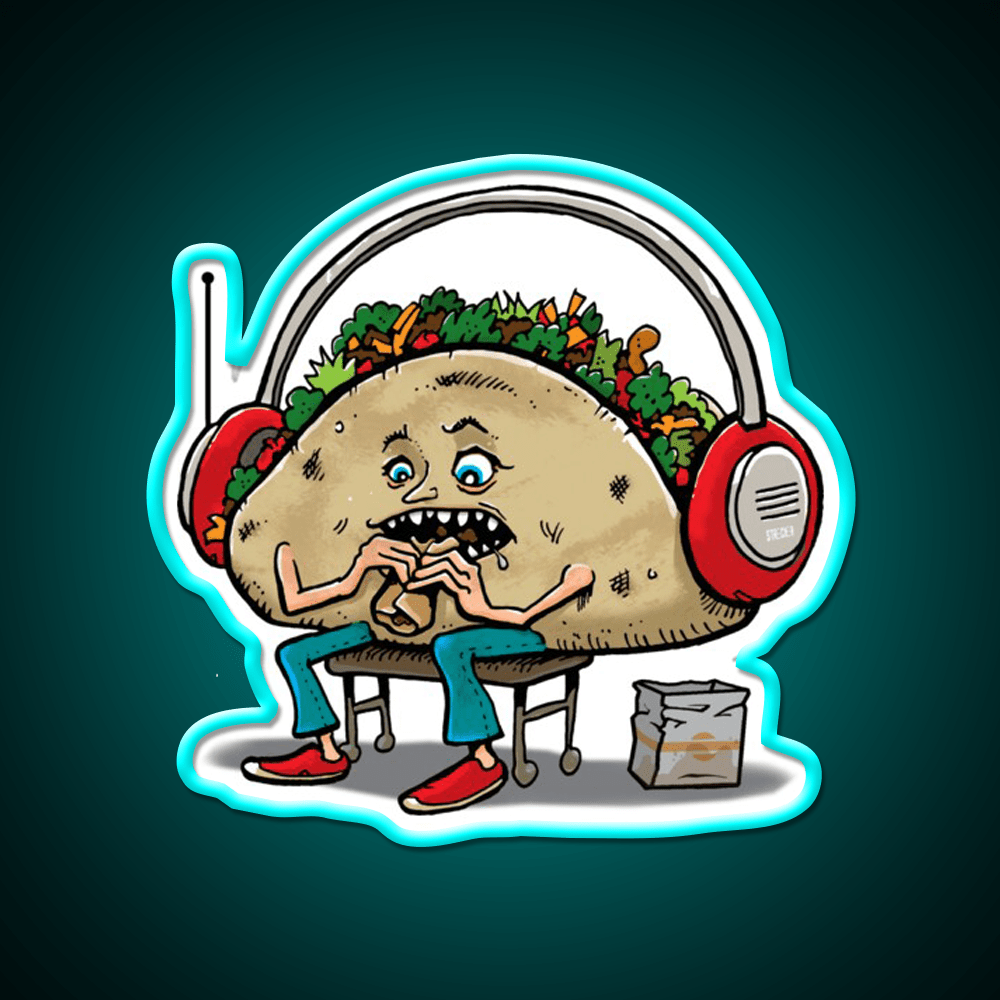 Taco Eating A Burrito Taco Led Neon Sign Mexican Food Sign Rgb Color - Shineneon