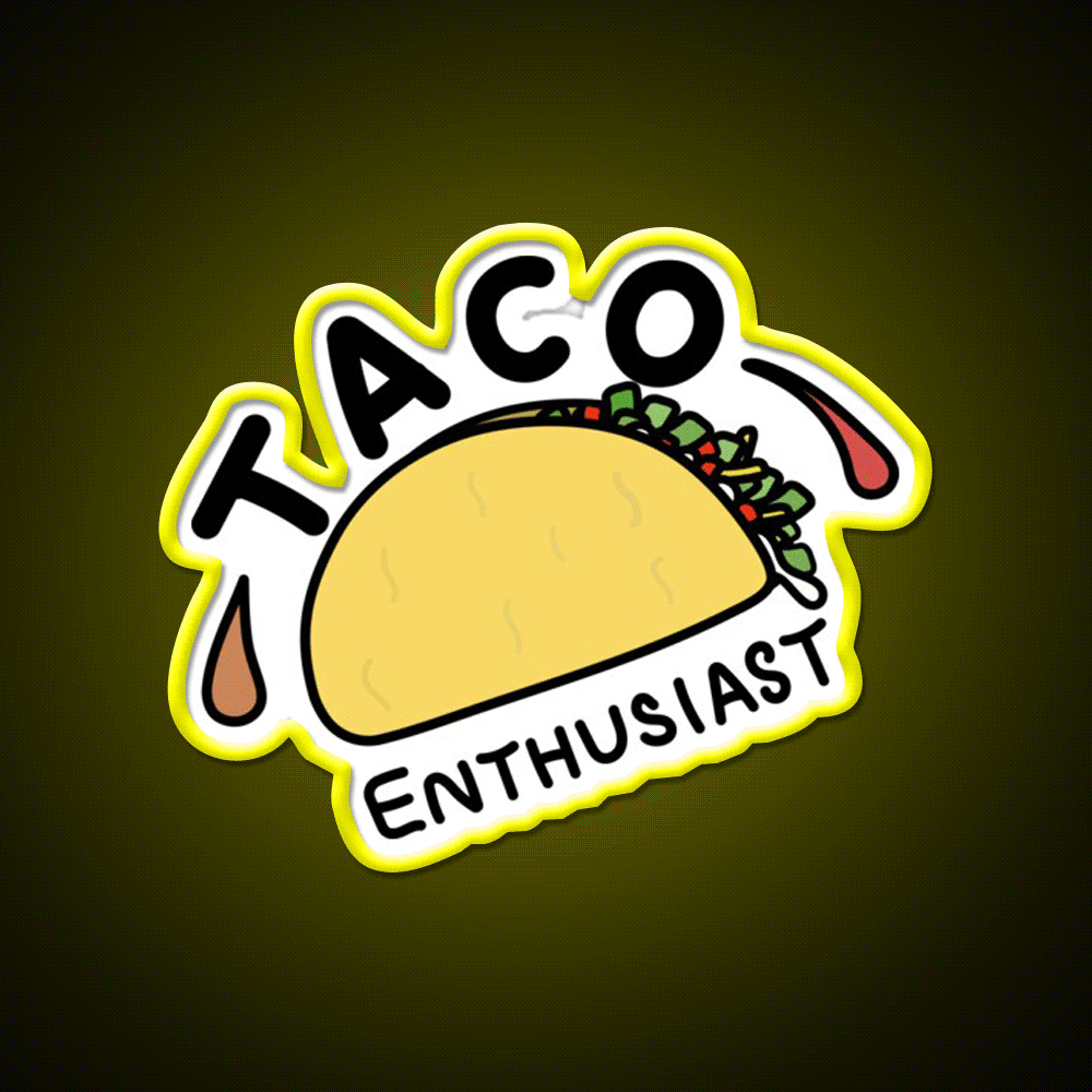 Taco Enthusiast Tasty Hard Shell Taco Art Taco Led Neon Sign Rgb Color - Custom LED neon sign front view