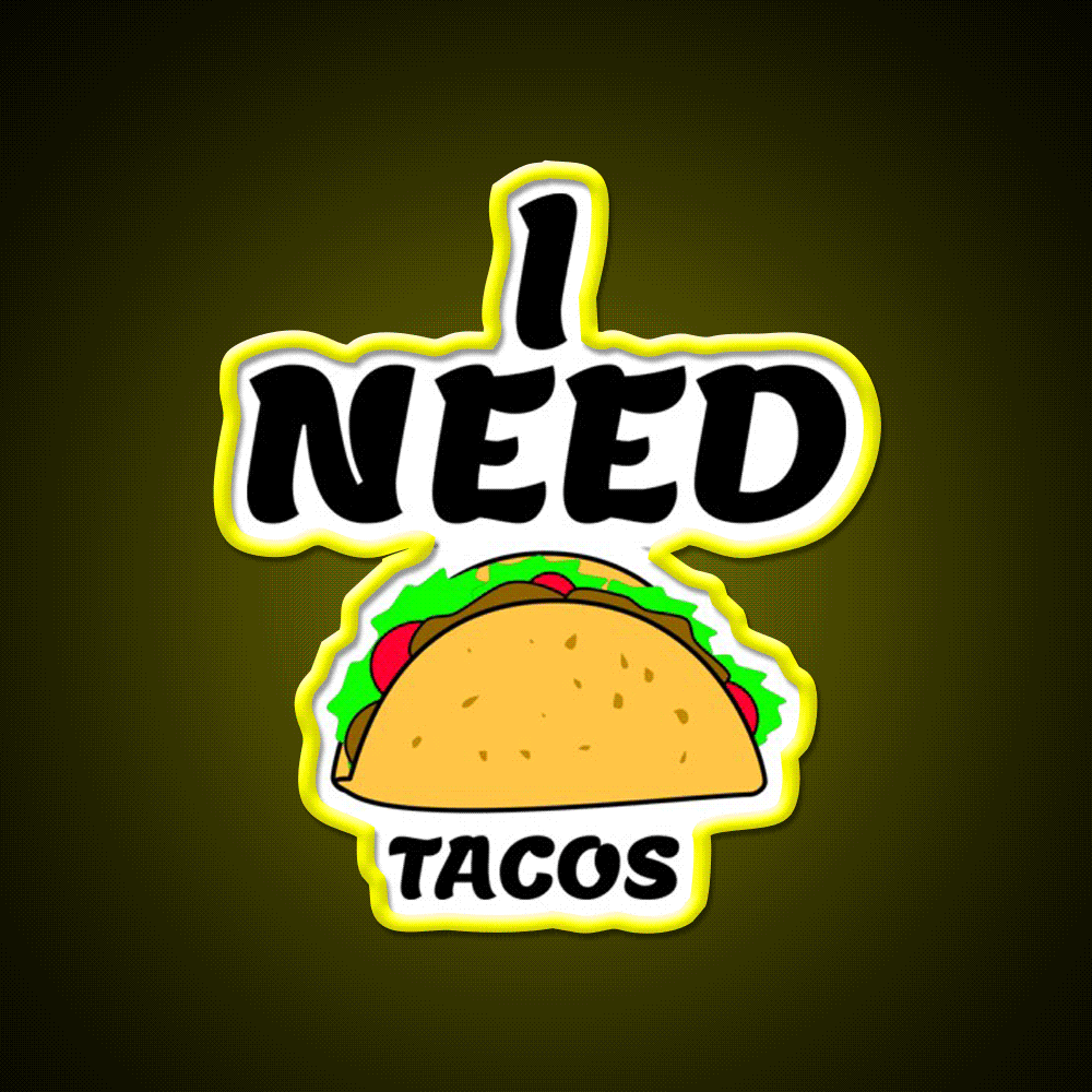 Taco Fun Teat Fast Food Eating Gift Taco Led Neon Sign Rgb Color - Custom LED neon sign front view