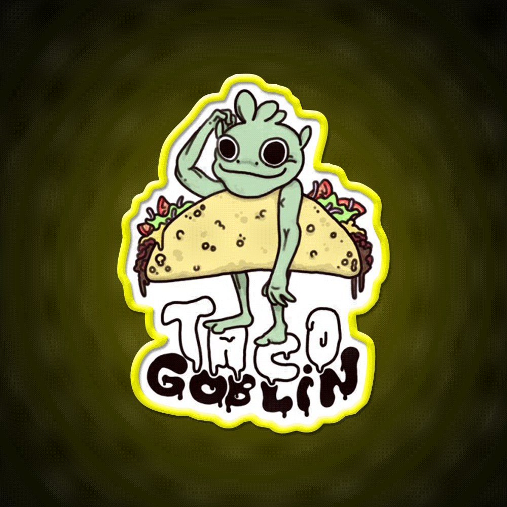 Taco Goblin Taco Led Neon Sign Mexican Food Sign Rgb Color - Custom LED neon sign front view