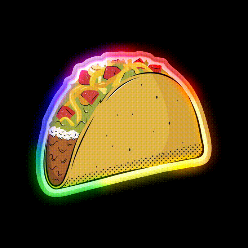 Taco Led Neon Sign Mexican Food Sign Aesthetic Neon Taco Light Rgb Color - LED neon sign close-up detail