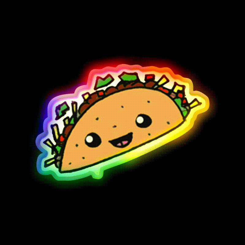 Taco Led Neon Sign Mexican Food Sign For Taco Shop Rgb Color - LED neon sign close-up detail