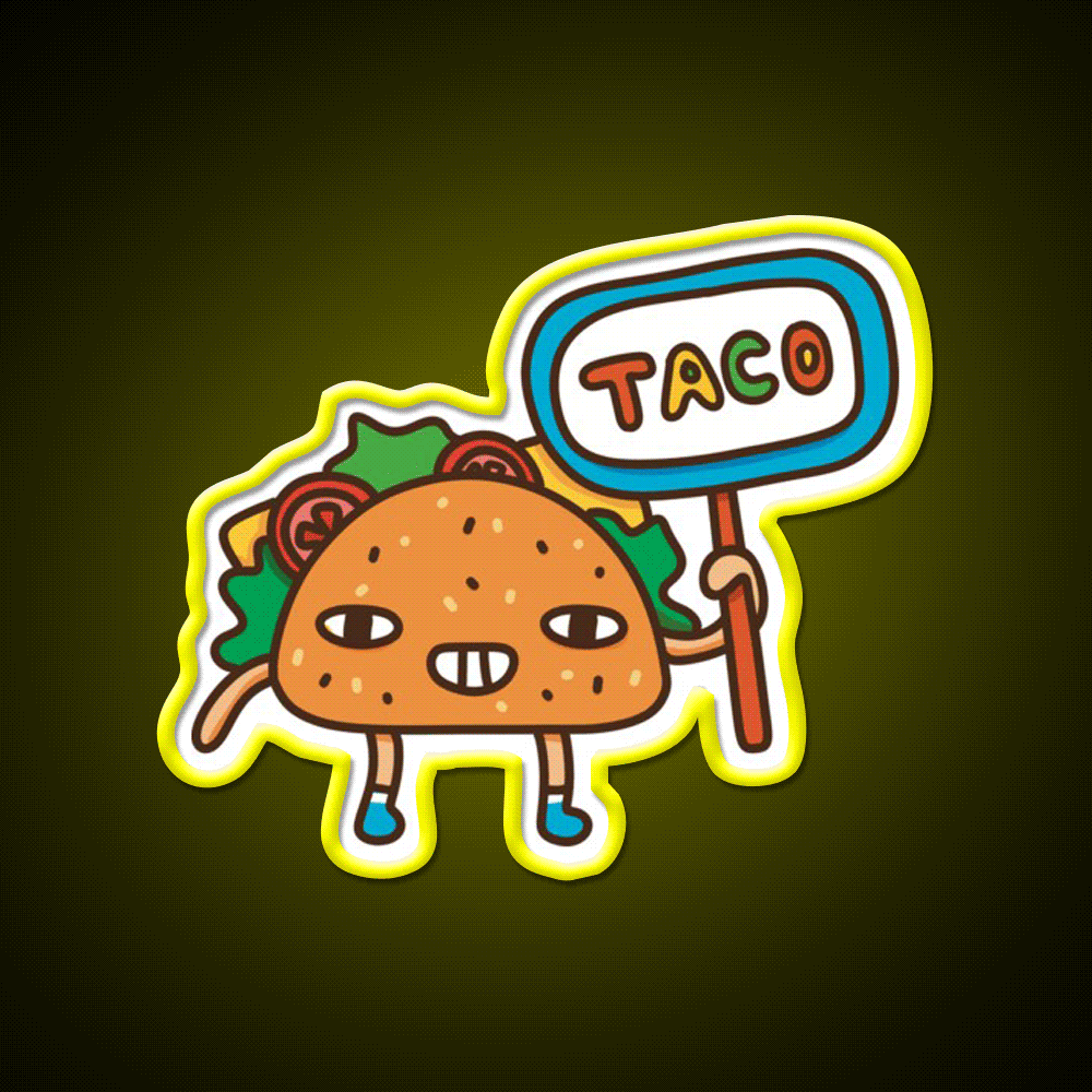 Taco Led Neon Sign Mexican Food Sign Fun Mexican Food Neon Sign Rgb Color - Custom LED neon sign front view