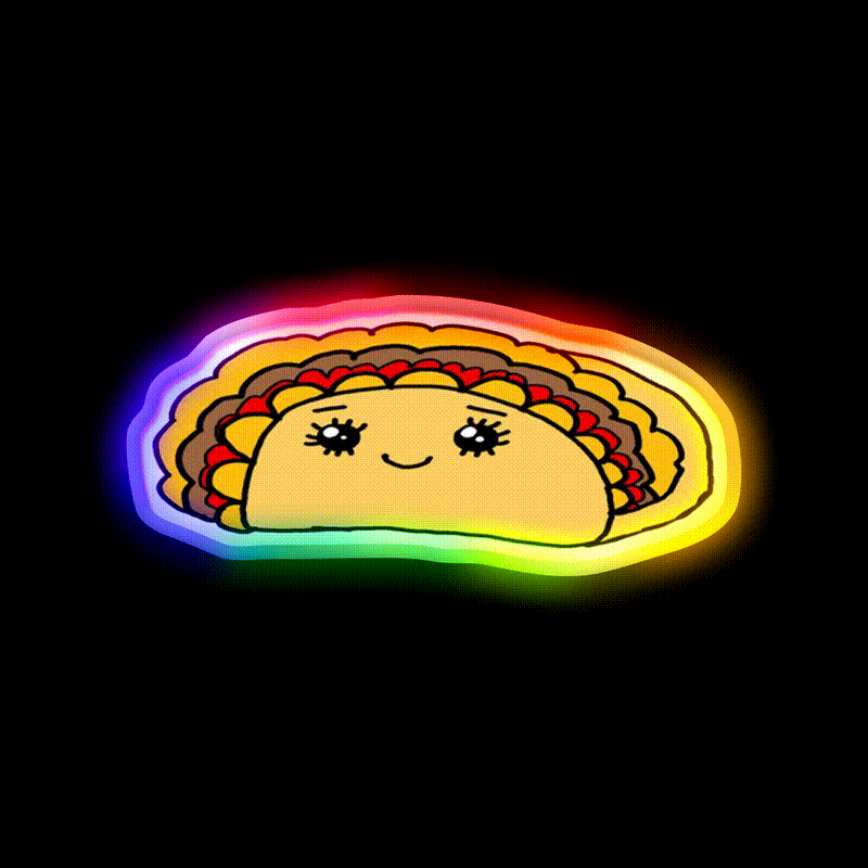 Taco Led Neon Sign Mexican Food Sign Kitchen Led Sign Gift Rgb Color - LED neon sign close-up detail