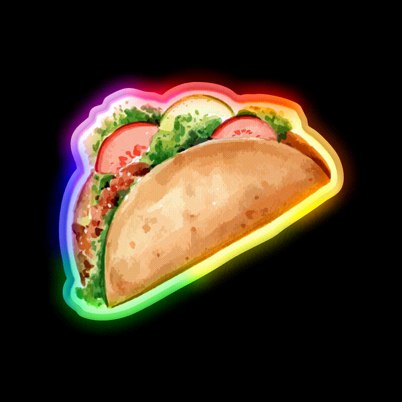 Taco Led Neon Sign Mexican Food Sign Led Sign Gift Rgb Color - LED neon sign close-up detail
