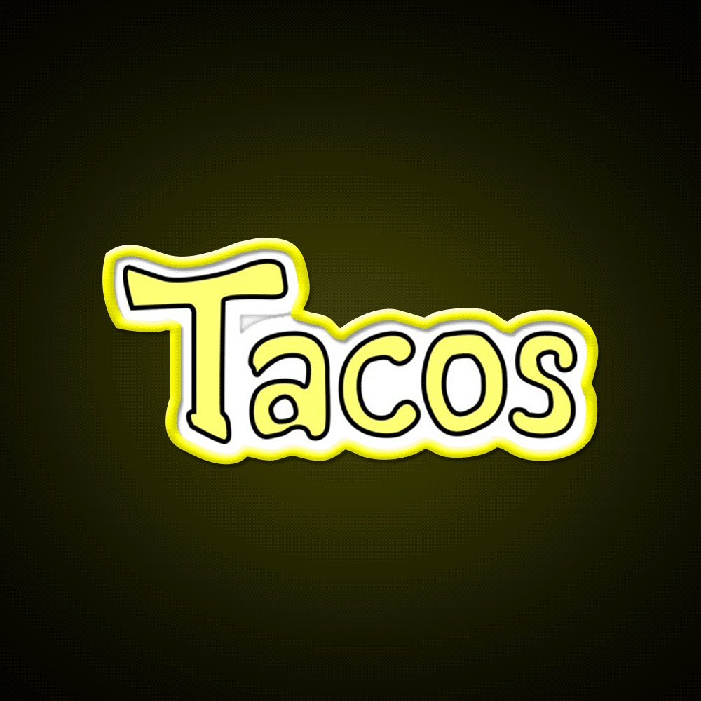 Taco Led Neon Sign Mexican Food Sign Taco Light Rgb Color - Custom LED neon sign front view