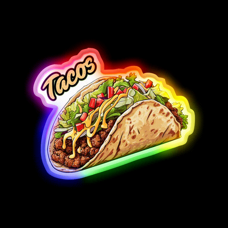 Taco Led Neon Sign Mexican Food Sign Wall Light Rgb Color - LED neon sign close-up detail