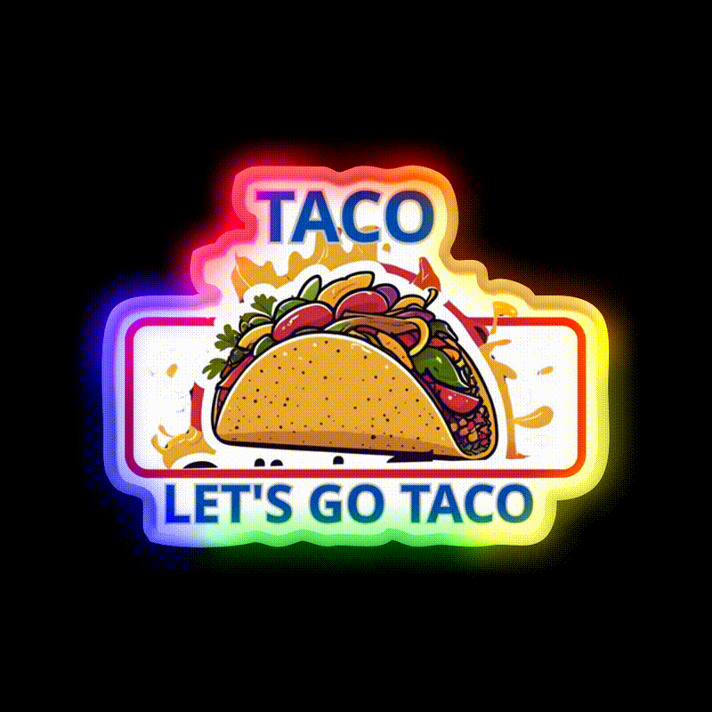 Taco Lets Go Taco Led Neon Sign Mexican Food Sign Rgb Color - LED neon sign close-up detail