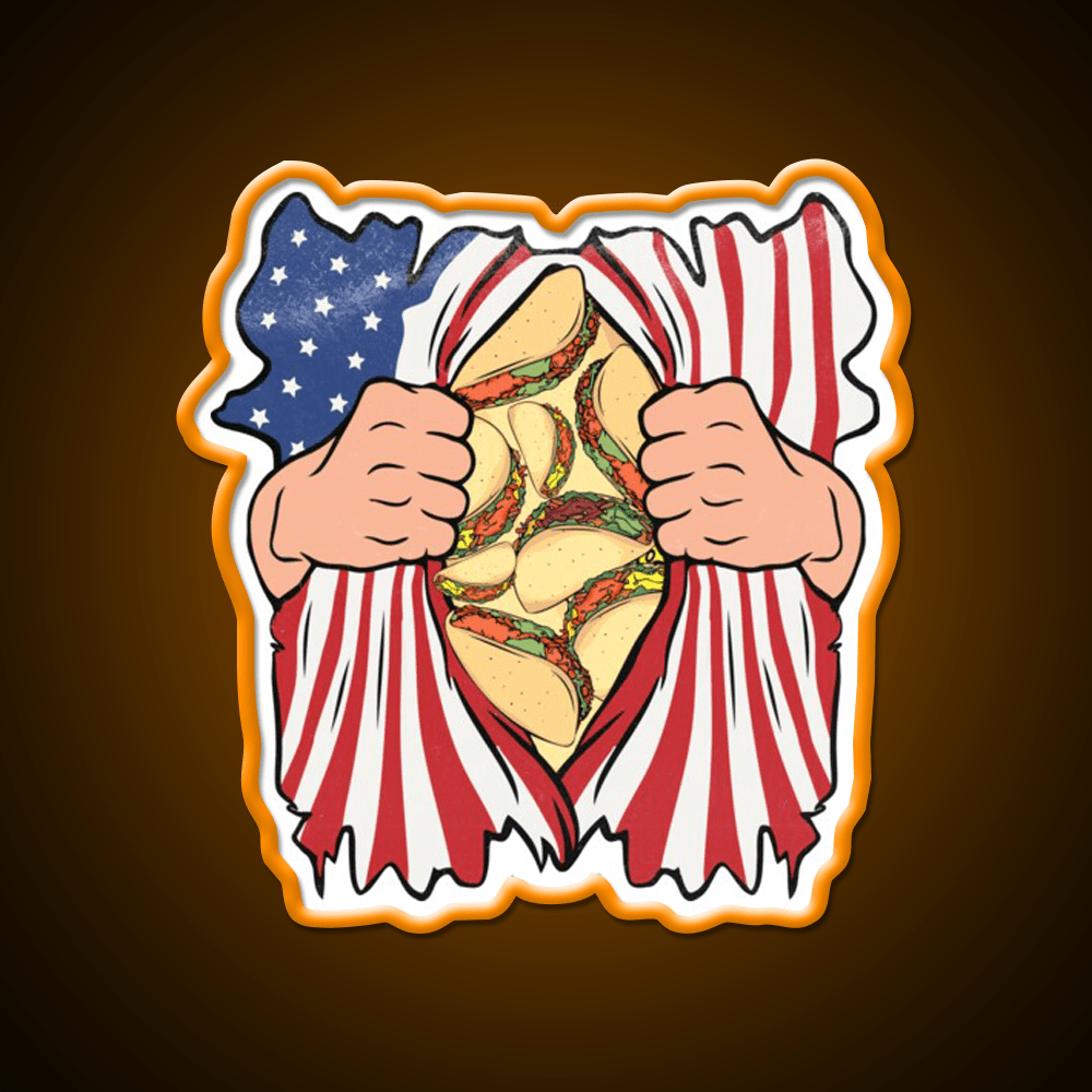 Taco Lover 4Th Of July Usa Flag Mexican Taco Led Neon Sign Rgb Color - Shineneon