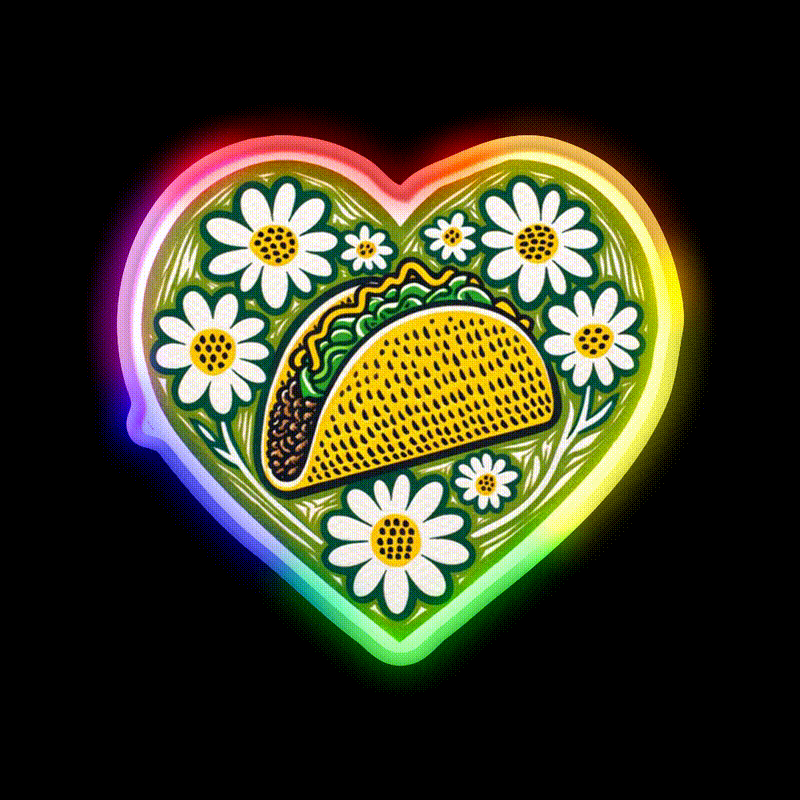 Taco Lover Taco Led Neon Sign Mexican Food Sign Rgb Color - LED neon sign close-up detail
