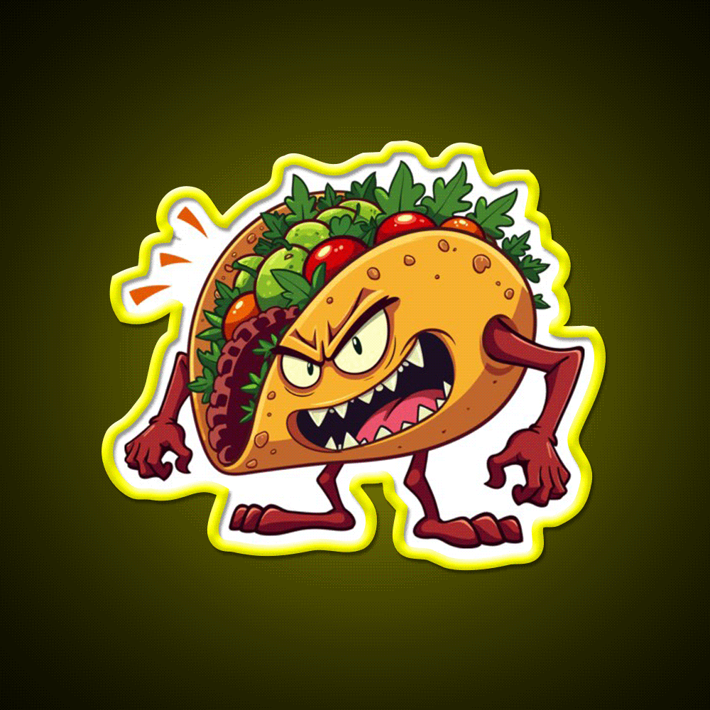 Taco Monster Taco Led Neon Sign Mexican Food Sign Rgb Color
