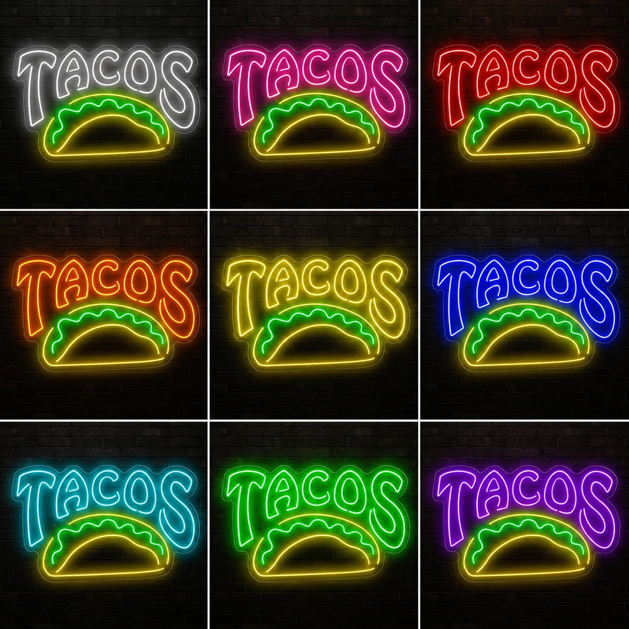 Taco Night Neon Sign LED Neon Sign color grid