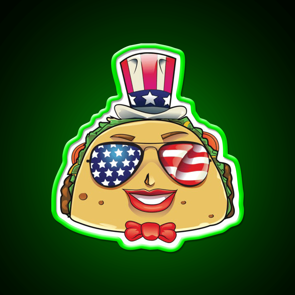 Taco On Usa Sunglasses 4Th Of July Taco Led Neon Sign Rgb Color - Shineneon