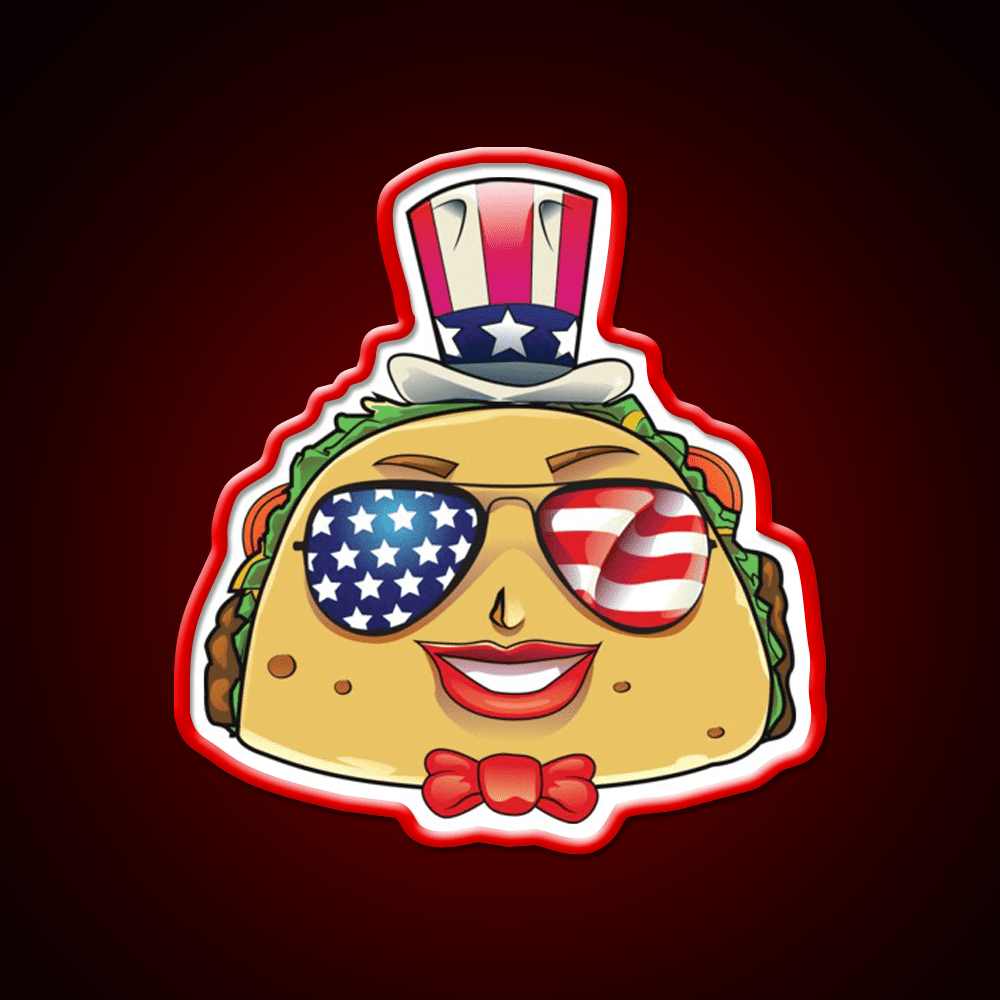 Taco On Usa Sunglasses 4Th Of July Taco Led Neon Sign Rgb Color - Shineneon