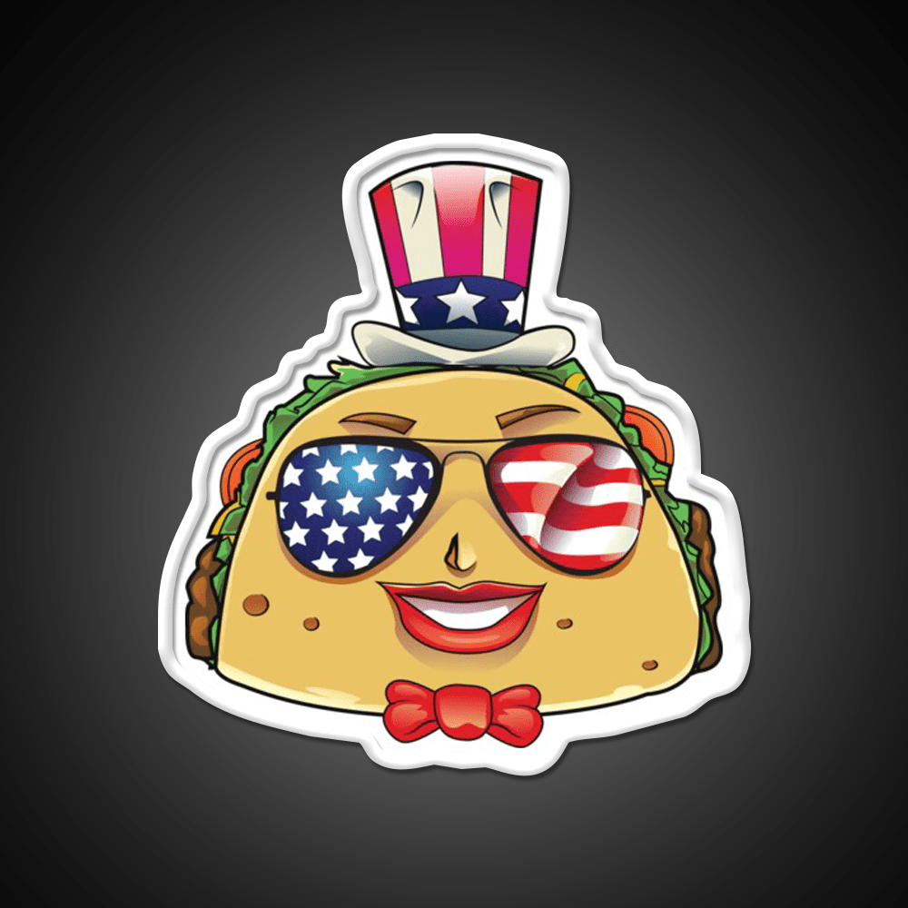 Taco On Usa Sunglasses 4Th Of July Taco Led Neon Sign Rgb Color - Shineneon