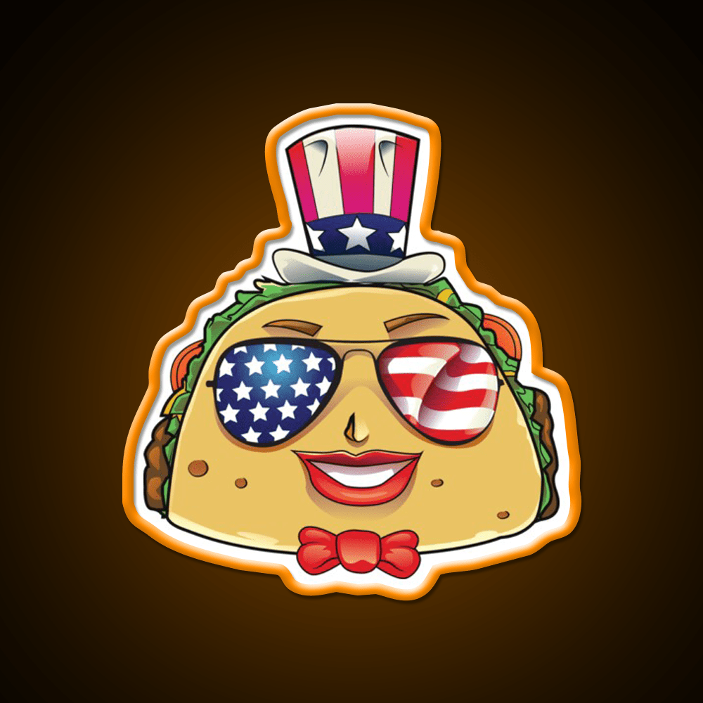 Taco On Usa Sunglasses 4Th Of July Taco Led Neon Sign Rgb Color - Shineneon