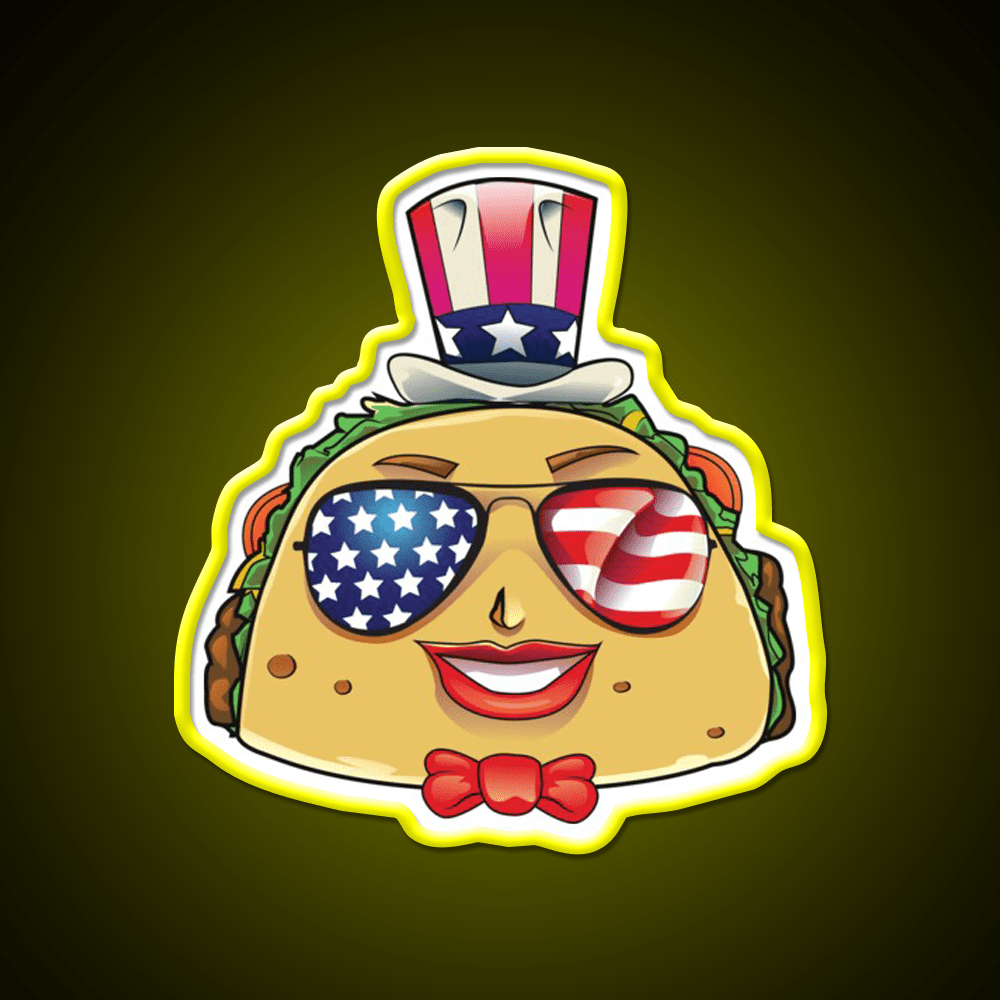 Taco On Usa Sunglasses 4Th Of July Taco Led Neon Sign Rgb Color - Shineneon