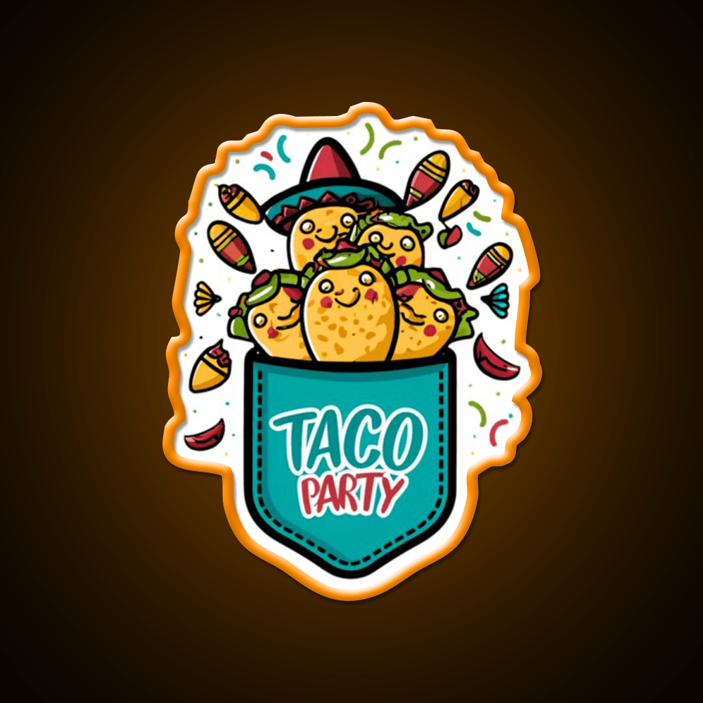 Taco Party Mexican Taco Led Neon Sign Mexican Food Sign Rgb Color - Shineneon
