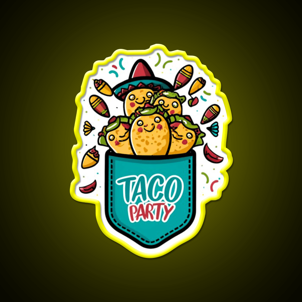 Taco Party Mexican Taco Led Neon Sign Mexican Food Sign Rgb Color - Shineneon
