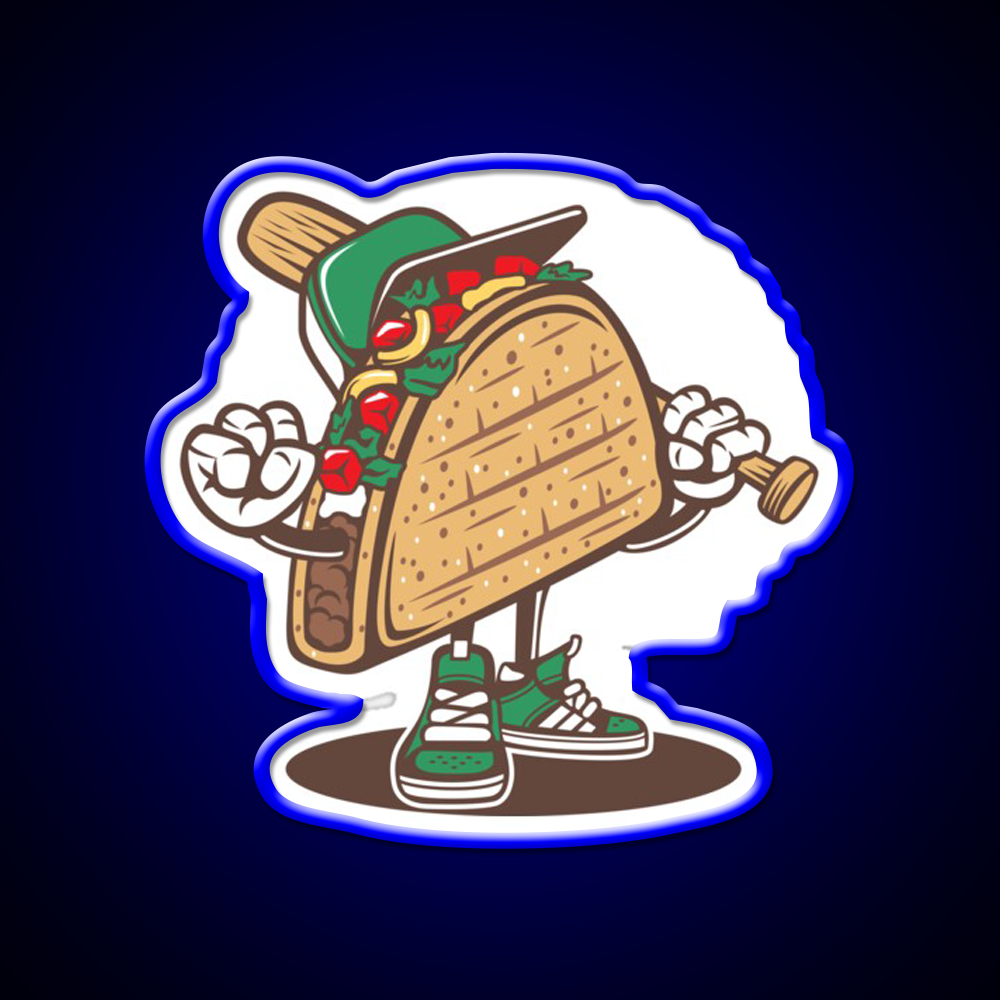 Taco Playing Baseball Taco Led Neon Sign Mexican Food Sign Rgb Color