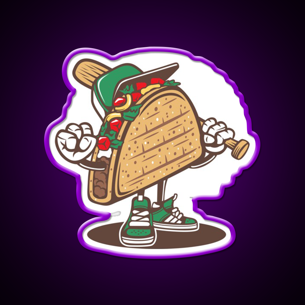 Taco Playing Baseball Taco Led Neon Sign Mexican Food Sign Rgb Color