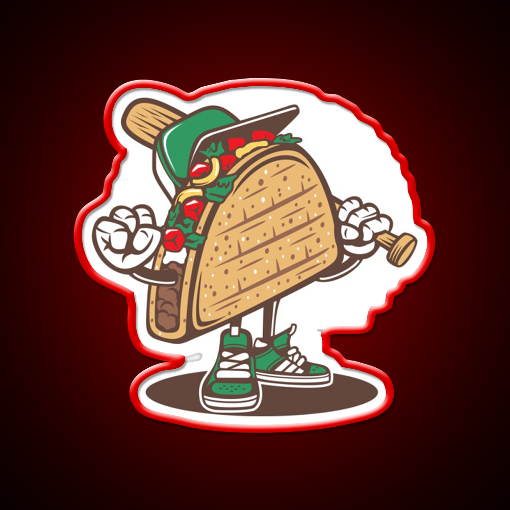 Taco Playing Baseball Taco Led Neon Sign Mexican Food Sign Rgb Color