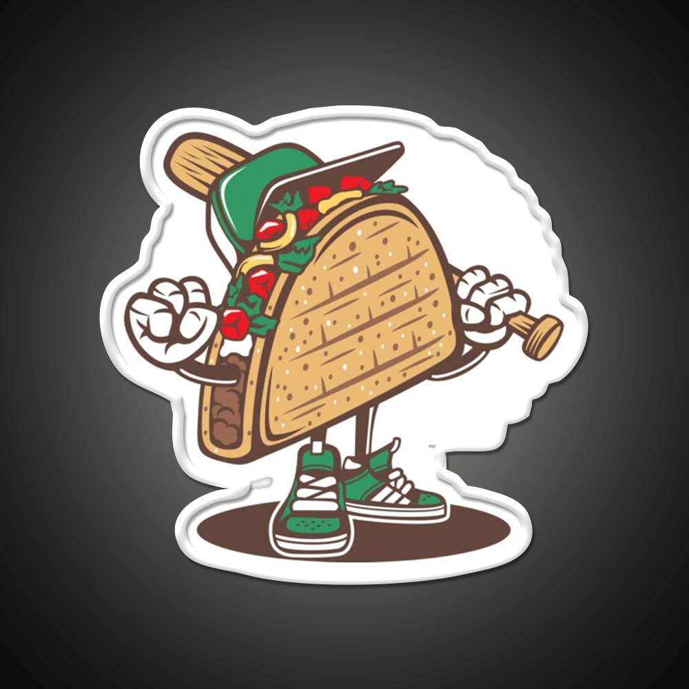 Taco Playing Baseball Taco Led Neon Sign Mexican Food Sign Rgb Color - Shineneon