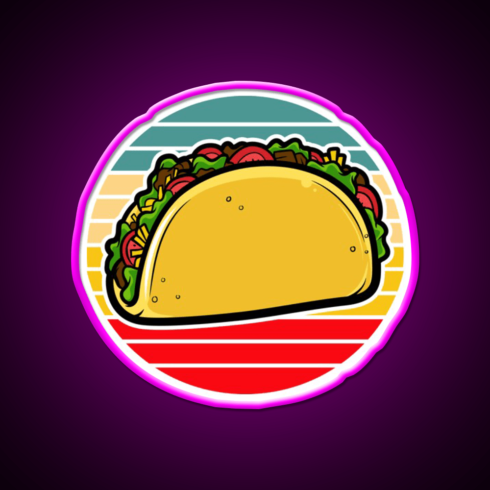 Taco Retro Sunset Mexican Fast Food Taco Led Neon Sign Rgb Color - Shineneon