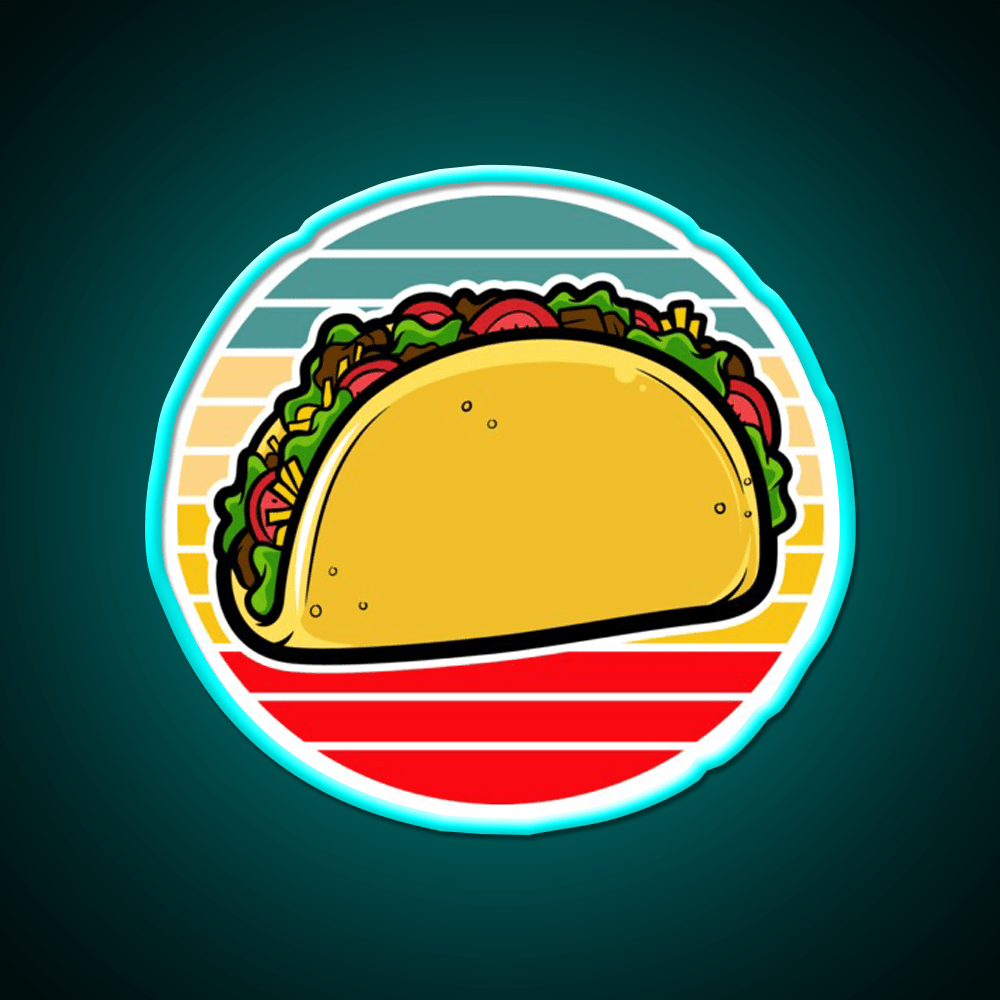 Taco Retro Sunset Mexican Fast Food Taco Led Neon Sign Rgb Color - Shineneon