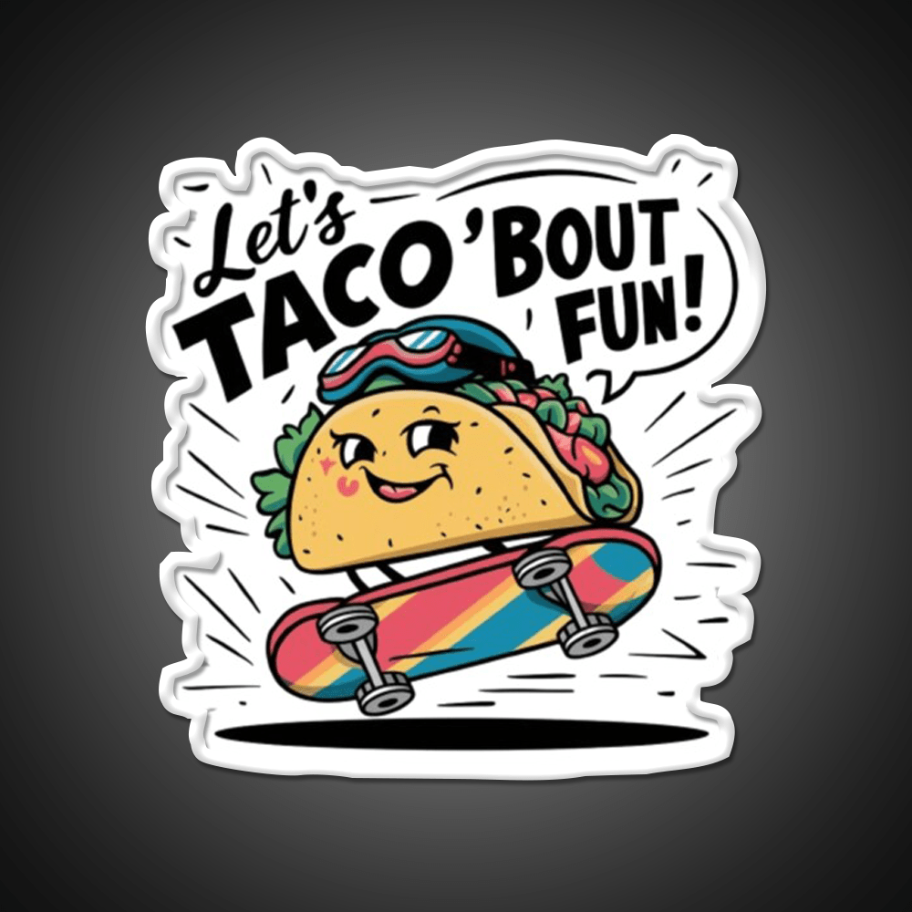 Taco Riding A Skateboard Taco Led Neon Sign Mexican Food Sign Rgb Color - Shineneon