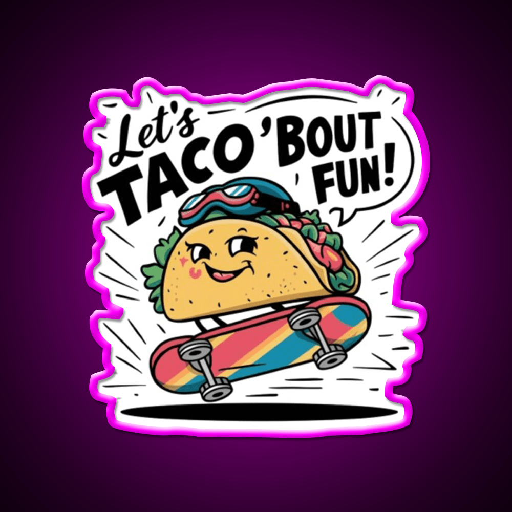 Taco Riding A Skateboard Taco Led Neon Sign Mexican Food Sign Rgb Color - Shineneon