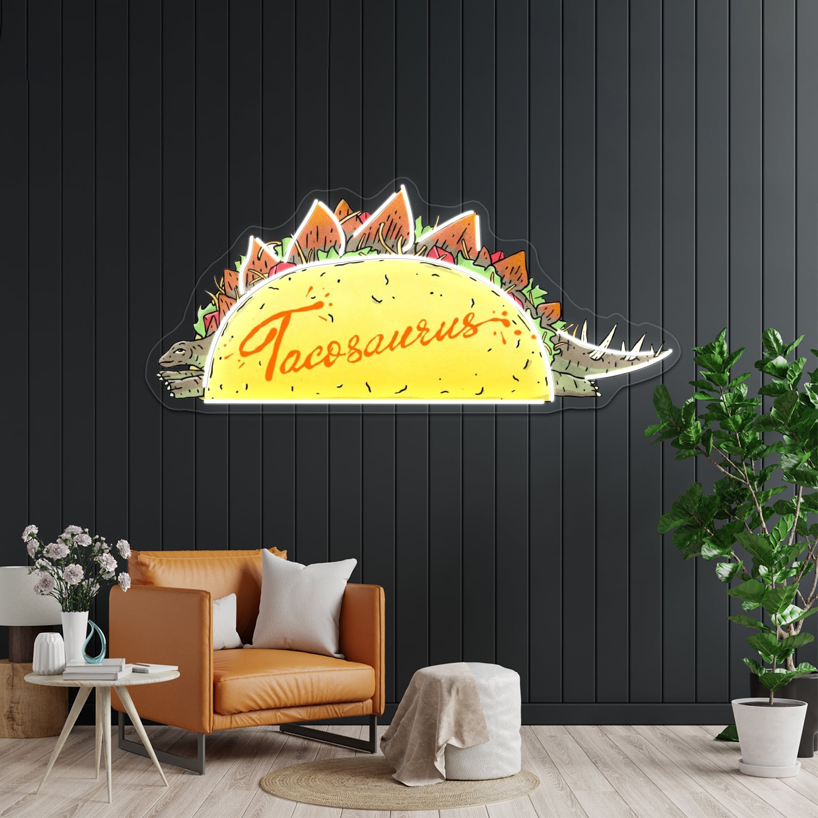 Taco Saurus Stegosaurus Dinosaur Neon Sign Artwork For Man Cave Neon Sign | Shineneon