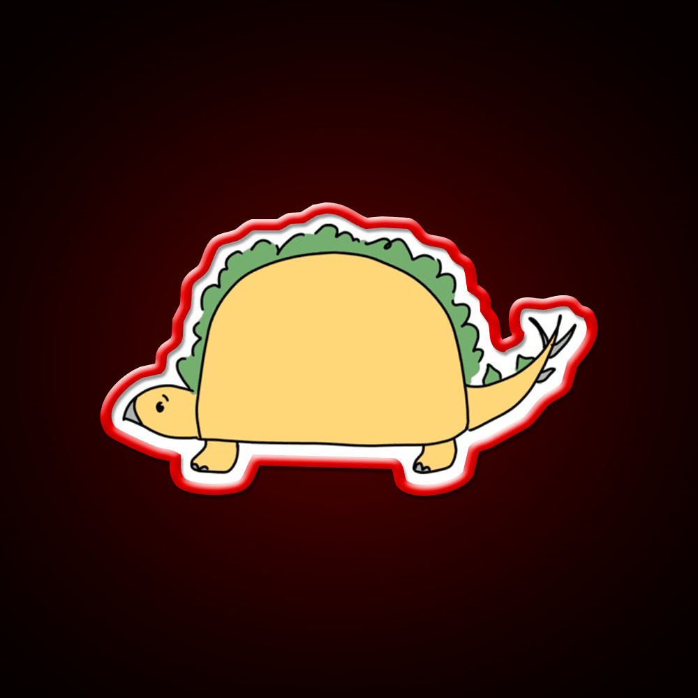 Taco Saurus Stegosaurus Dinosaur Taco Led Neon Sign Rgb Color - Shineneon