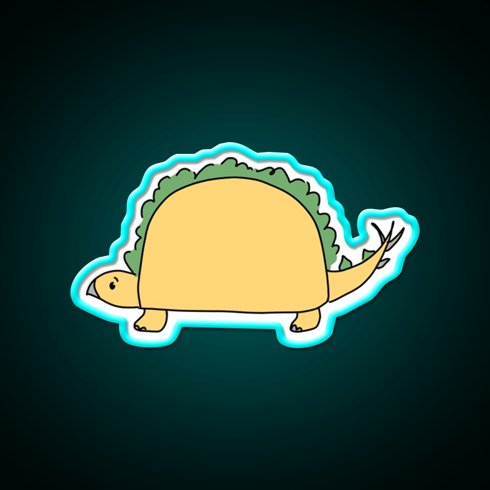Taco Saurus Stegosaurus Dinosaur Taco Led Neon Sign Rgb Color - Shineneon