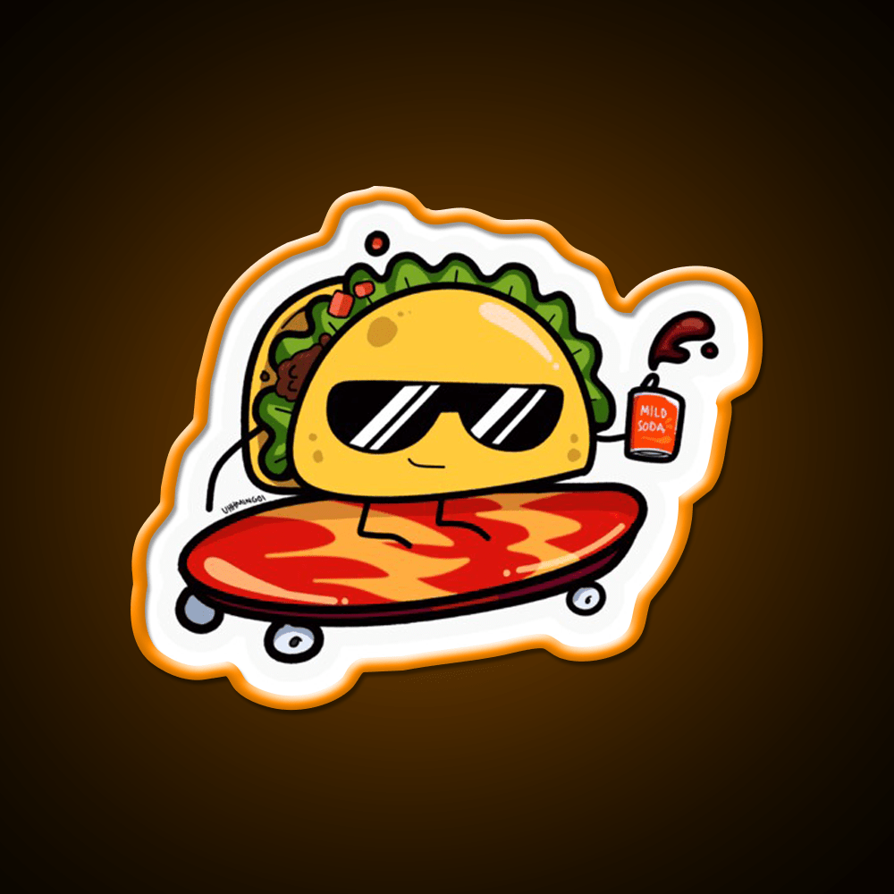 Taco Skater Bro Taco Led Neon Sign Mexican Food Sign Rgb Color - Shineneon
