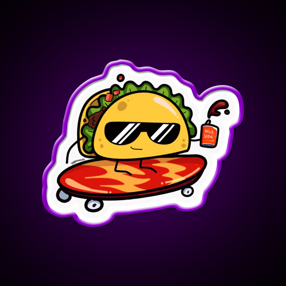 Taco Skater Bro Taco Led Neon Sign Mexican Food Sign Rgb Color - Shineneon