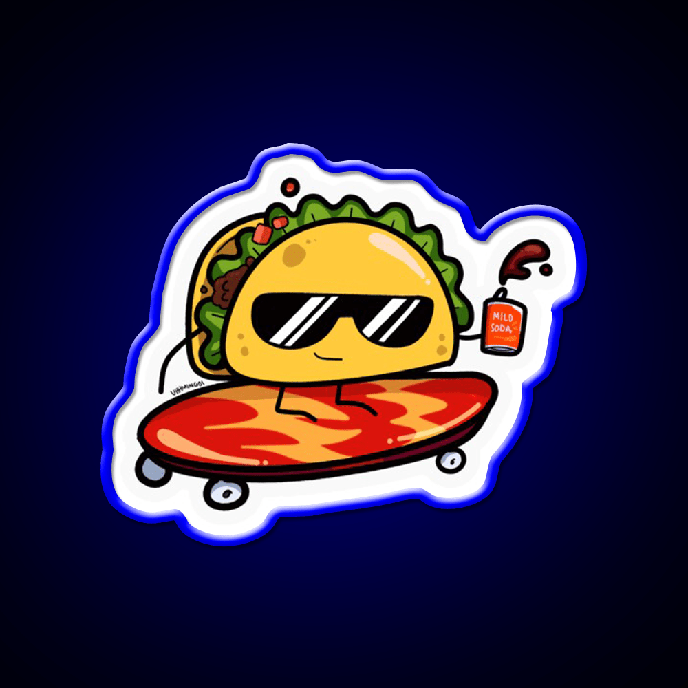 Taco Skater Bro Taco Led Neon Sign Mexican Food Sign Rgb Color - Shineneon