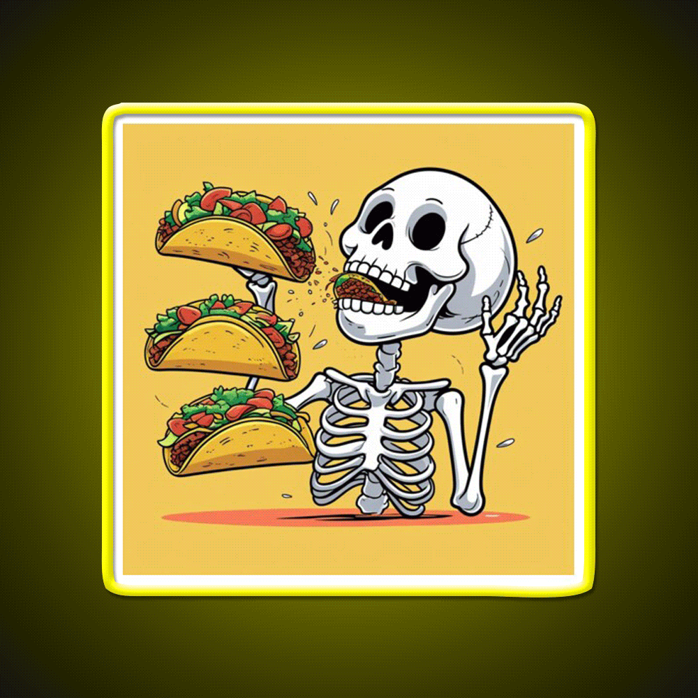 Taco Skeleton Taco Led Neon Sign Mexican Food Sign Rgb Color - Custom LED neon sign front view