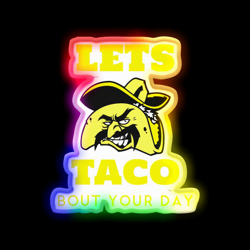 Taco Snack Food Led Neon Sign Rgb Color - LED neon sign close-up detail