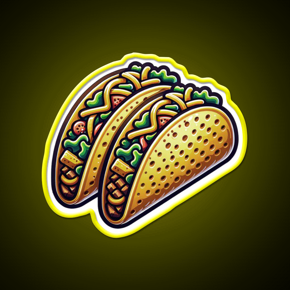 Taco Street Food Tacos Foodie Taco Led Neon Sign Rgb Color - Custom LED neon sign front view