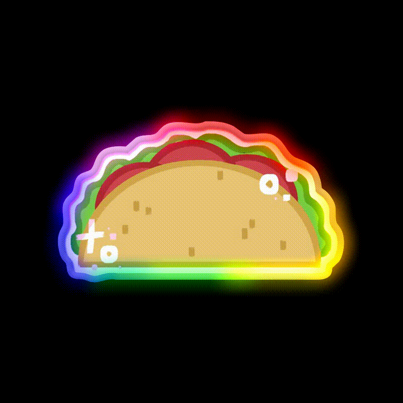 Taco Supreme Snack Food Led Neon Sign Rgb Color - LED neon sign close-up detail