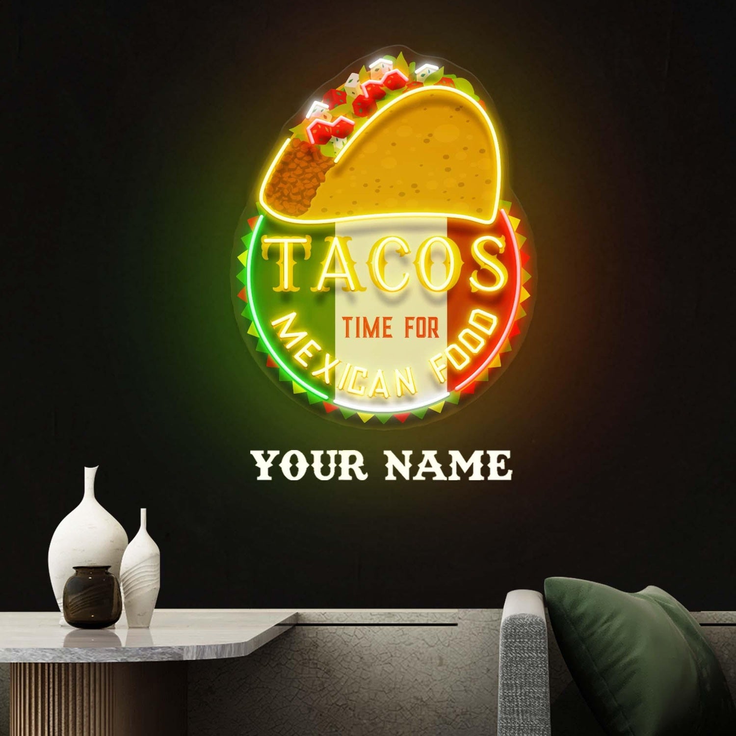 Taco Time Mexican Food Uv Printed Led Neon Sign Artwork For Restaurant Home Decor | Shineneon