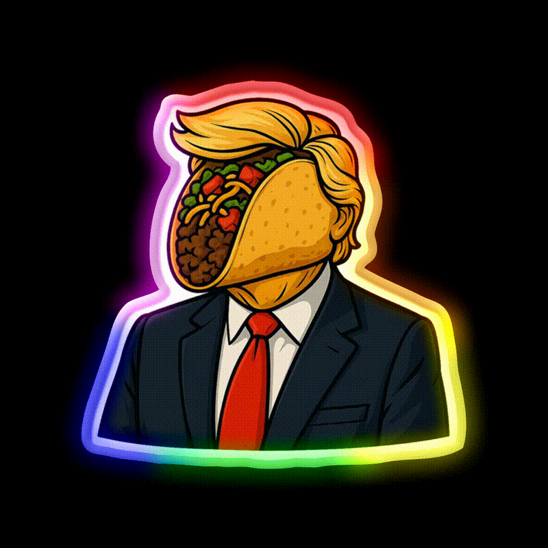 Taco Trump Taco Led Neon Sign Mexican Food Sign Rgb Color - LED neon sign close-up detail