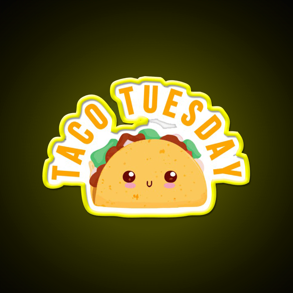 Taco Tuesday Gift Taco Lover Taco Led Neon Sign Rgb Color - Custom LED neon sign front view